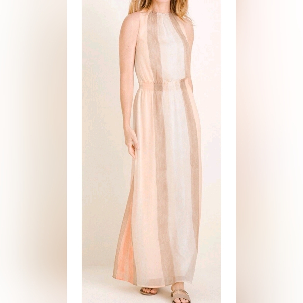 Chico Watercolor Striped Maxi Dress Size: 8US Beautiful Light